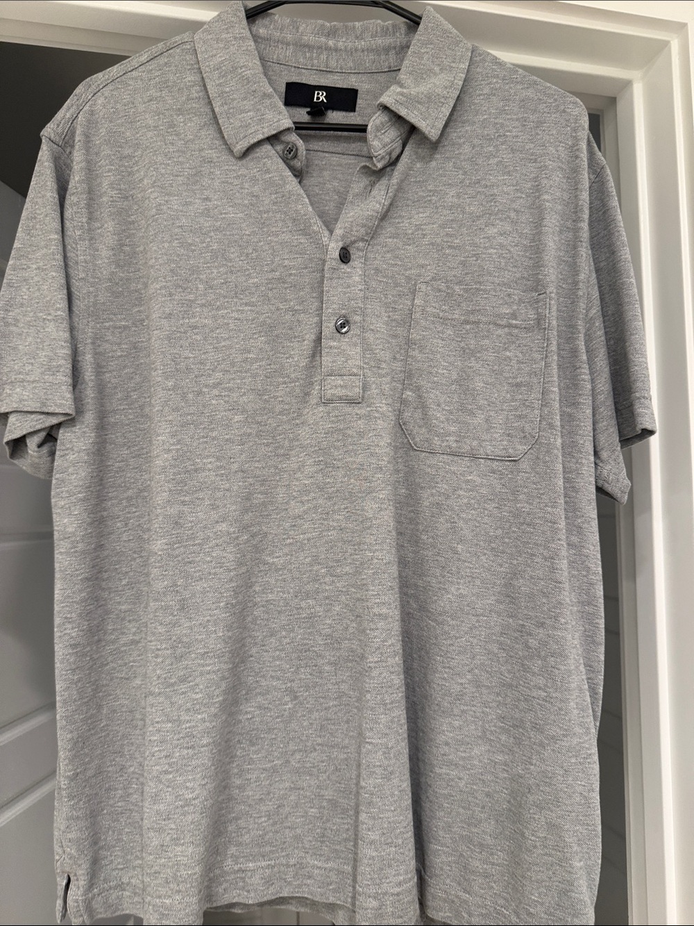 Banana Republic Men’s Heather Gray Short-Sleeve Polo with Chest Pocket